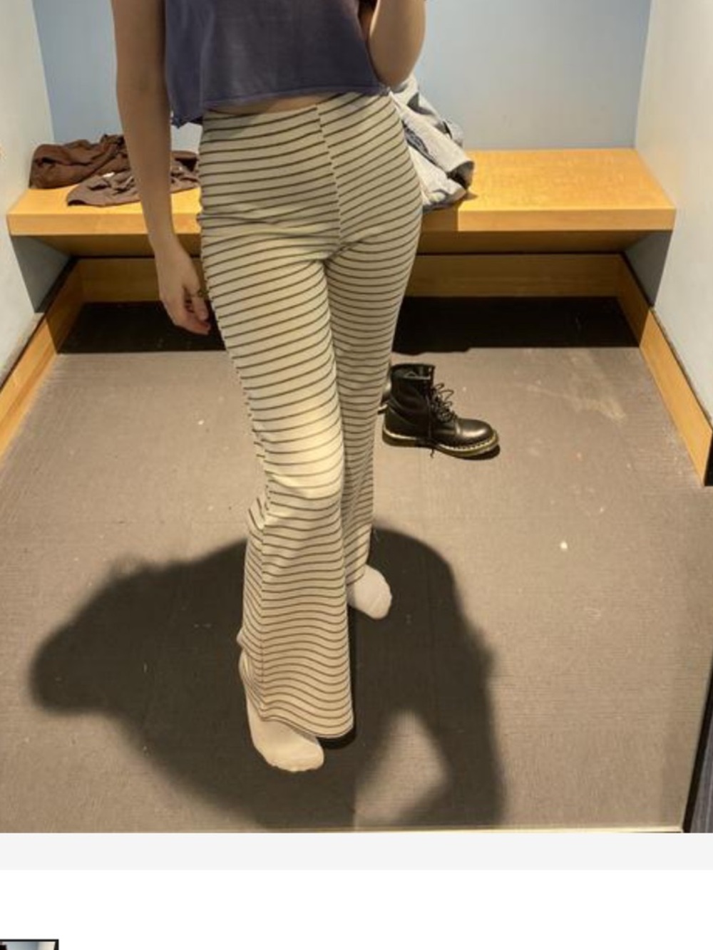Urban Outfitters Cream & Black Striped Naomi Flare Knit Pants Medium NWT - Picture 5 of 9